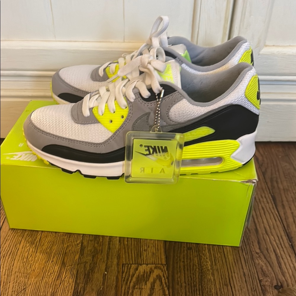 Nike Air Max 90 Sneakers - Gray and Neon Volt